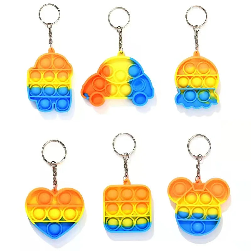 Custom Promotion 3D Soft Silicone Rubber Pop It Fidget Keychain