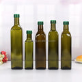 Antique Green Glass Bottles 100ml 250ml 500ml Cylinder Shape Cork Sealed Empty for Olive Oil Vinegar Diffuser Packaging