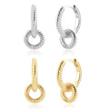FUAMAY Vintage Aretes De Plata 925 Silver Double Twisted Hoop Earrings With Zircon