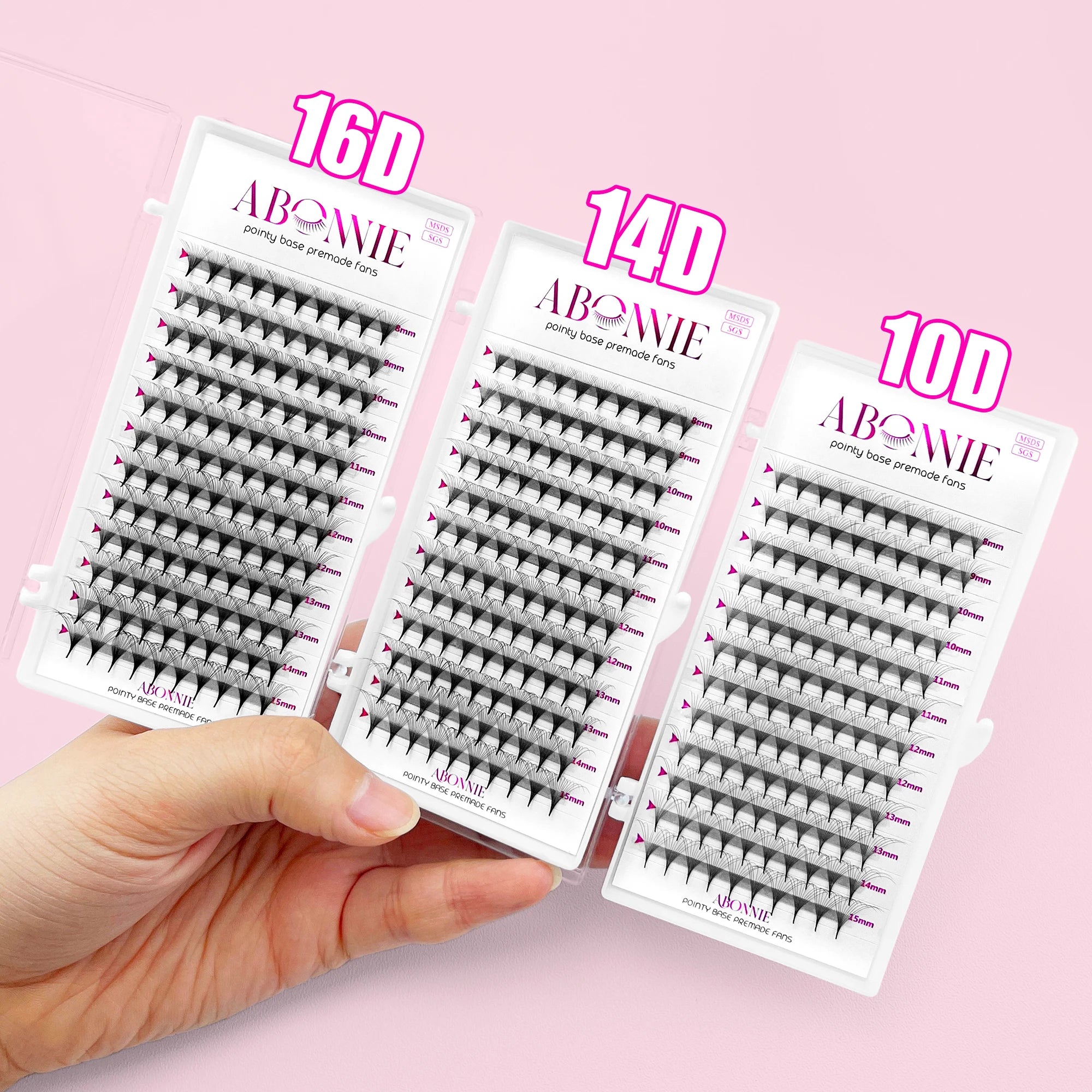 Abonnie Faux Mink Pre Made Lash Fans Private Label 8-18Mm 10D 14D 16D 20D Promade Eyelash Trays Pointy Base Premade Volume Fans
