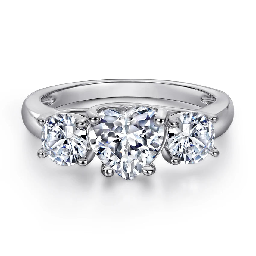 Wholesale Luxury 925 Silver Jewelry Eternity Rings for Women Three Stone Wedding Band Engagement Ring