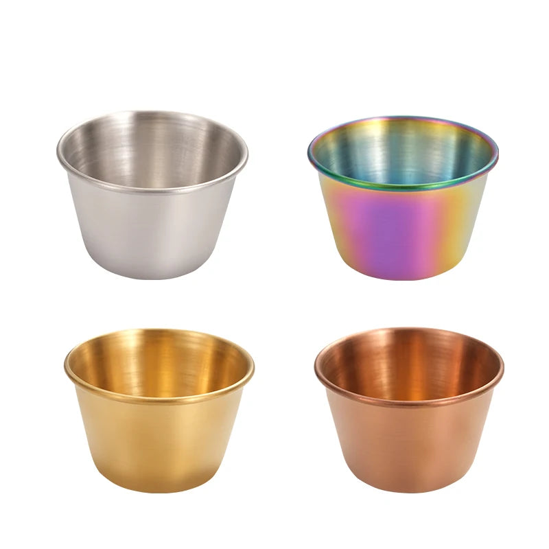 2.5-Ounce Mini Dipping Cup Metal Stainless Steel Round Ramekin Condiment Sauce Cups