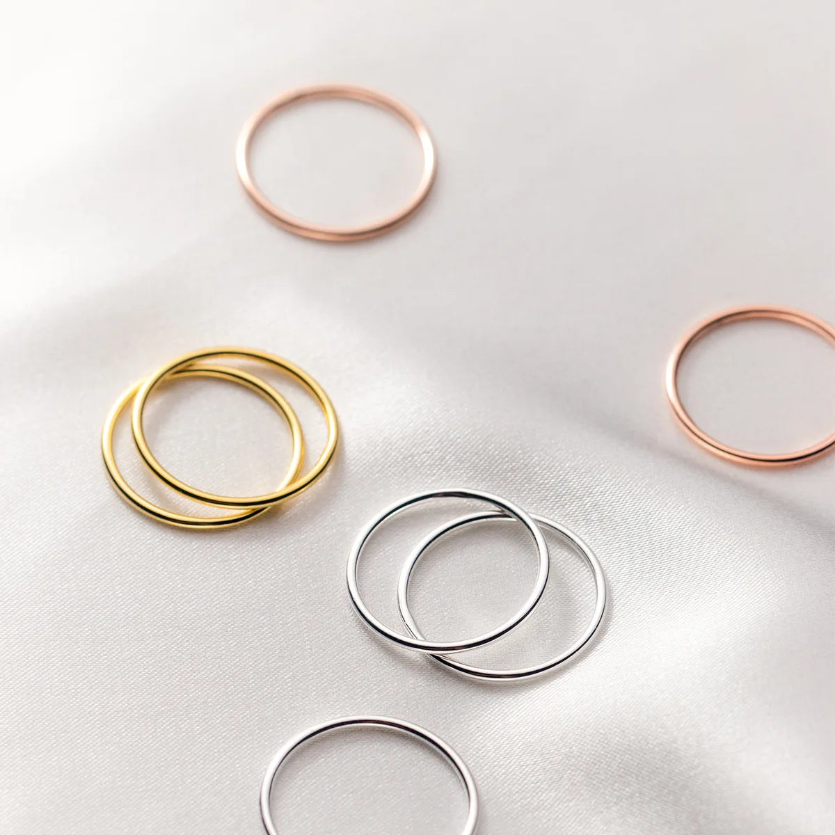 Simple 1.2mm Line 925 Sterling Silver Minimalist Smooth Index Finger Thin Ring for Women Girls
