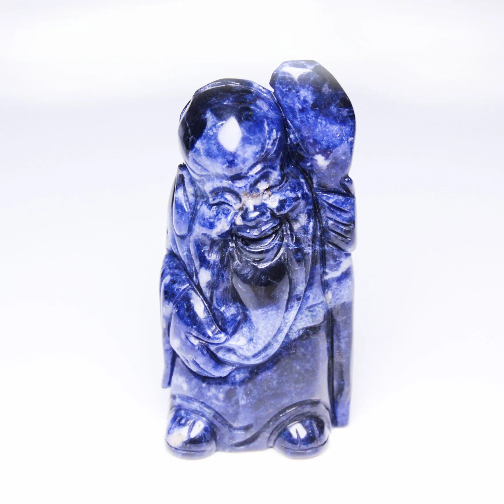 Huiying Fu Lu Shou Happiness Luck and Longevity Gods Stone Sodalite Statue
