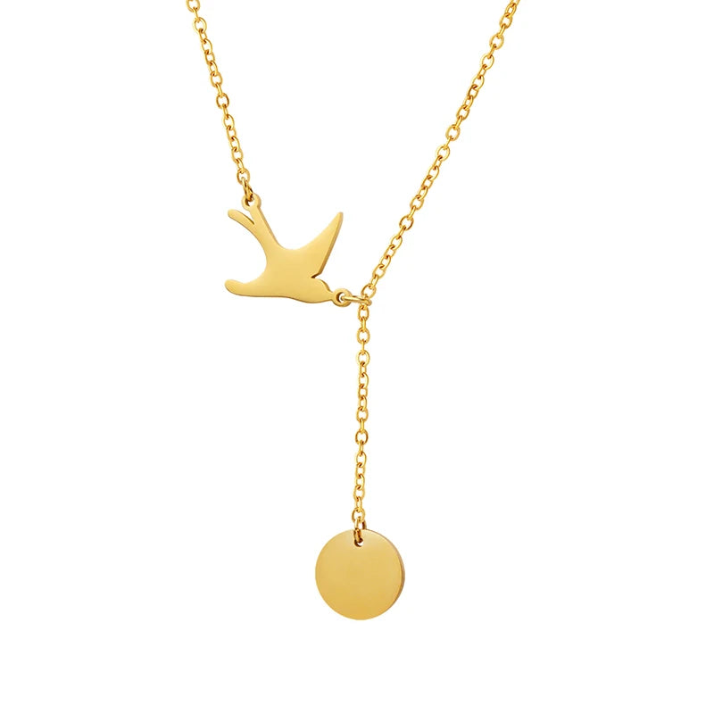 Design Stainless Steel Bird Brand Pendant Necklace Colorfast Necklace Jewelry