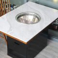 Commercial Restaurant Smokeless Hot Pot Table  With Round Electric Hot Pot Induction Cookers Commercial Furniture Dining Table