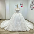 Jancember Wm001 Pearls Luxury Square Collar Short Sleeve Ball Gown Wedding Dresses Bridal Gowns