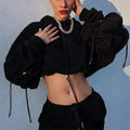 Ladies Loose Long Sleeve Streetwear Pullover Cotton Oversize Hoodie OEM Custom Women's Crop Top Hoodies