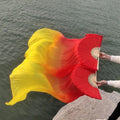 100% Real Silk Belly Dance Fans 1 Pair / 1 Pc Handmade Dyed Silk Belly Dance Long Fan Chinese Dance Fans