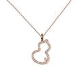18K Solid Gold Necklace Natural Real Diamond Gourd Pendant Charm Necklaces Women Jewelry
