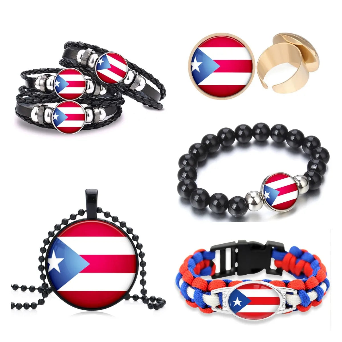 80 Designs Puerto Rico Map Charm Flag Pendant Inspiration Key Chain Ring Cuff Link Tie Clip Necklace Bracelet Earrings Jewelry
