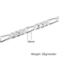 Solid 925 Sterling Silver Figaro Chain 4mm Diamond-Cut Link Chains Necklace for Women Men Jewelry with 18K Yellow Gold Plating