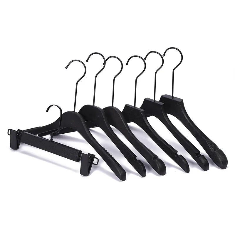 Factory Customized Anti-slip Plastic Hanger Black Circle Hook High-grade Black Brushed Pant Rack PrintableLOGO Wholesale