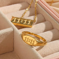 Waterproof Stainless Steel Jewelry 18K Gold Plated Angel Number 111 to 999 Square Engraved Pendant Choker Necklaces Gift