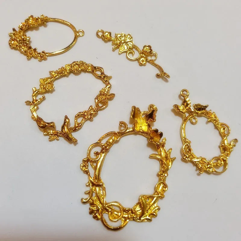 New Charm Flower Branch Bird UV Glue Metal Border Retro Flower Rattan Frame Bezel Accessories