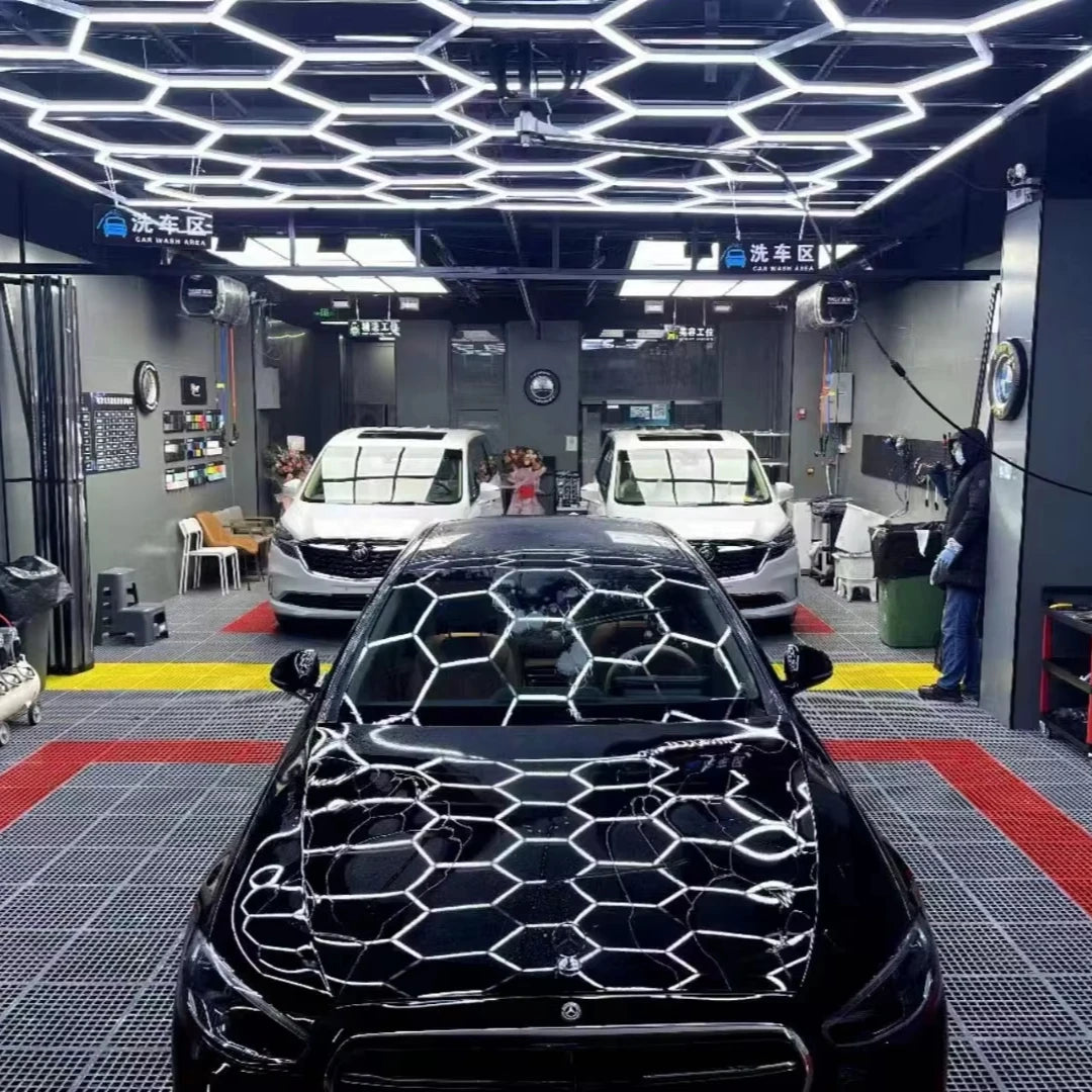 Honeycomb Auto Detailing Products Light Bar Hexagrid Lighting for Car Wash Station Garage Ceiling Design Hexagon Led Lights