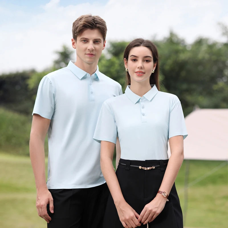 Wholesale Custom Ice Silk Polo Shirt Summer Fashion Simple Solid Color Seamless Quick Drying Breathable Business Polo Shirt
