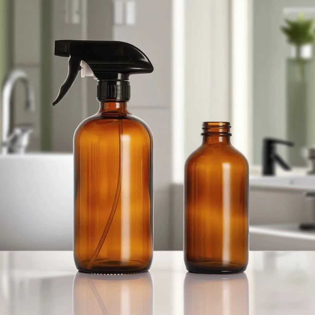 15-1000ml Amber Glass Pump Bottle Empty Soap Dispenser Refillable Containers for Essential Oils Lotions Conditioner for Home Use