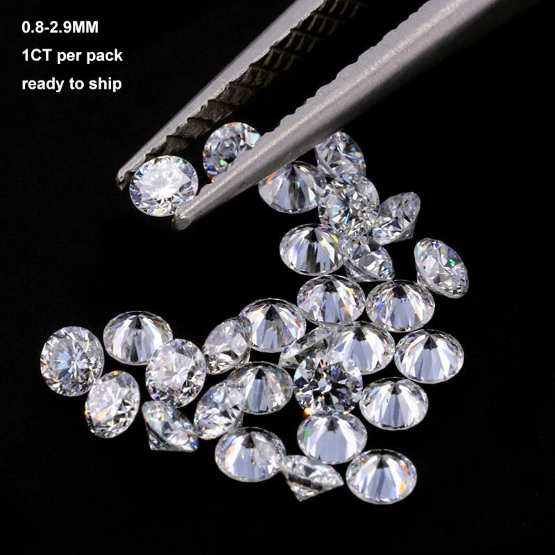 Starsgem 0.1 Carat Moissanite Diamond Semi Joyas Lab Grown Diamond 1-3mm White Color Vvs Synthetic Loose Moissanite Stones