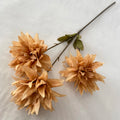 Multicolor-Light Coffee Modern Style Artificial Flower Wedding Decoration 3-head Flame Chrysanthemum Ball