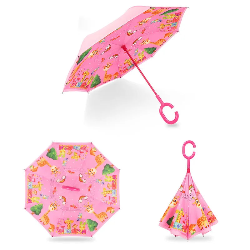 China Umbrella Manufacturer 19 Inch Kids Reverse Straight Umbrella c Handle Inside Out Umbrella for Kids