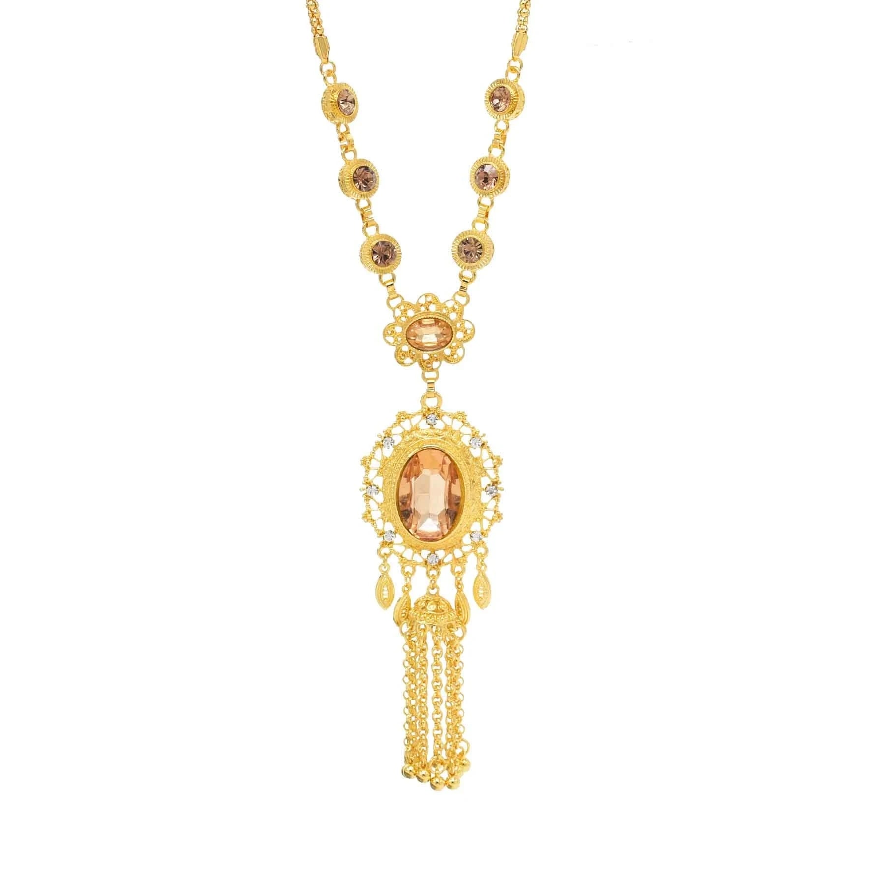 Golden Tassel Women Necklace Pendant Charms Bohemian Ethnic Necklace Indian Pendant Necklace