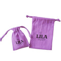 Customized Recyclable Purple Cotton Linen Drawstring Pouch Gift Bag for Jewelry Bracelets Watches Glasses Earrings Dust