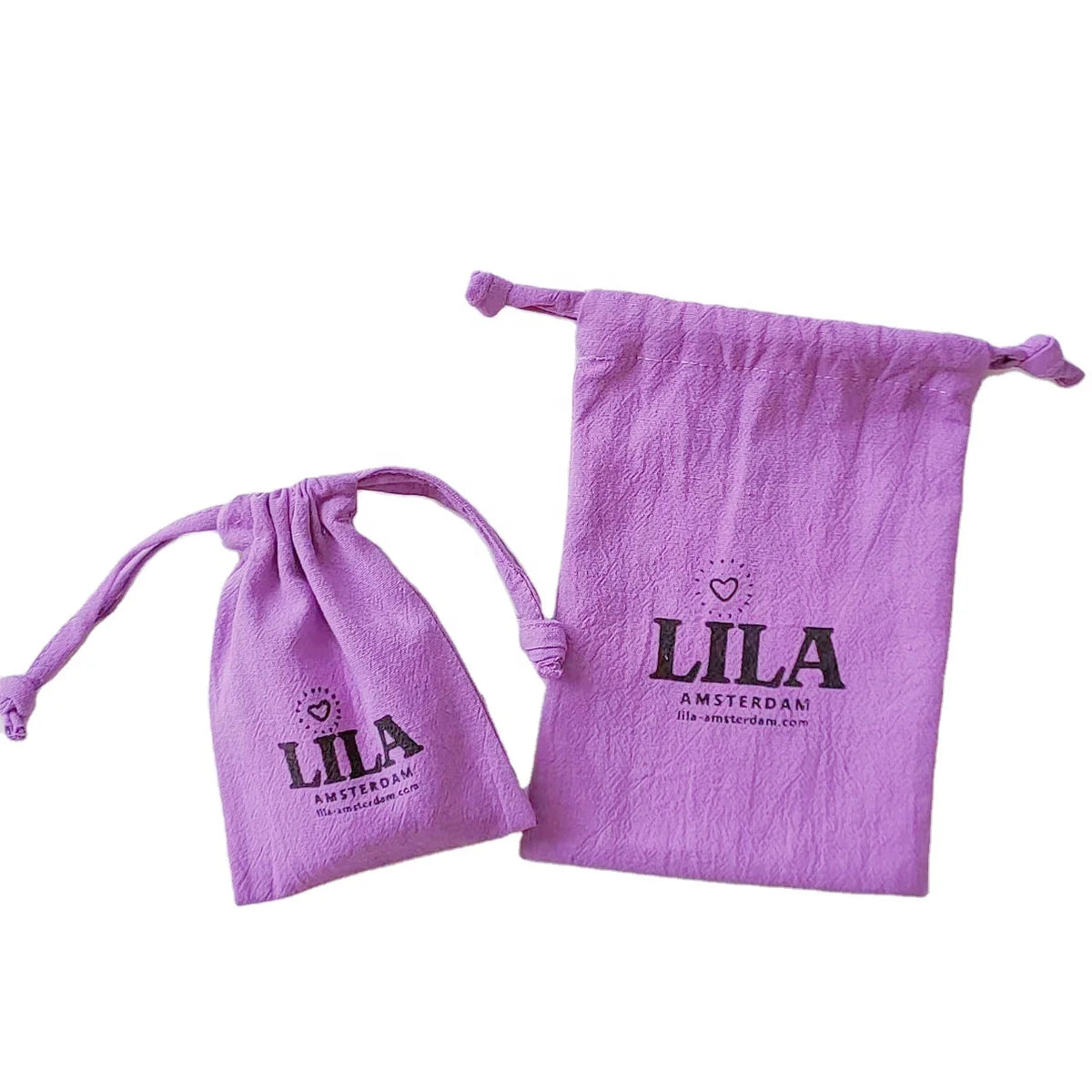 Customized Recyclable Purple Cotton Linen Drawstring Pouch Gift Bag for Jewelry Bracelets Watches Glasses Earrings Dust