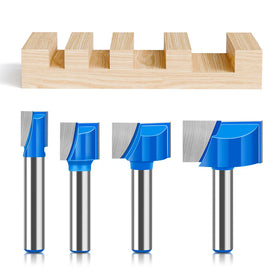 8mm Round Shank Straight Router Bits 10mm-35mm Dia.13mm Cutter Width Double Tungsten Carbide Blades Bottom Cleaning Bit for Wood