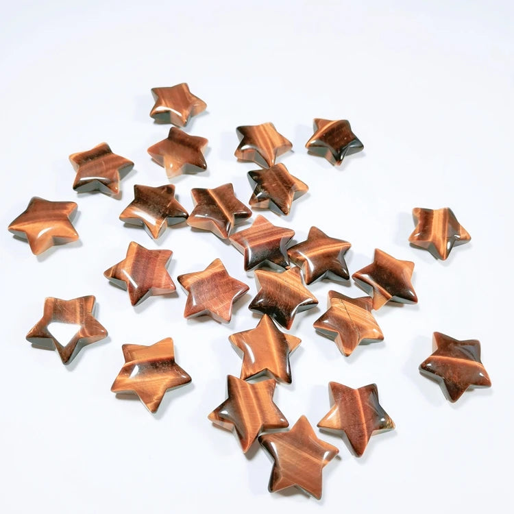 Huiying Bulk Natural Carving Yellow Tiger Eye Star Shape Stones For Decoration Jewelry Making Crafts