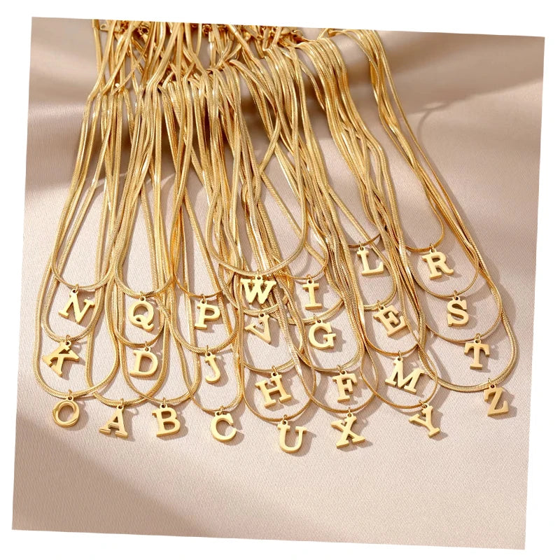 New 18K 316L Stainless Steel Letter Necklace for Women Alphabet Necklace for Men Chain Choker Pendant Fashion Jewelry Gift