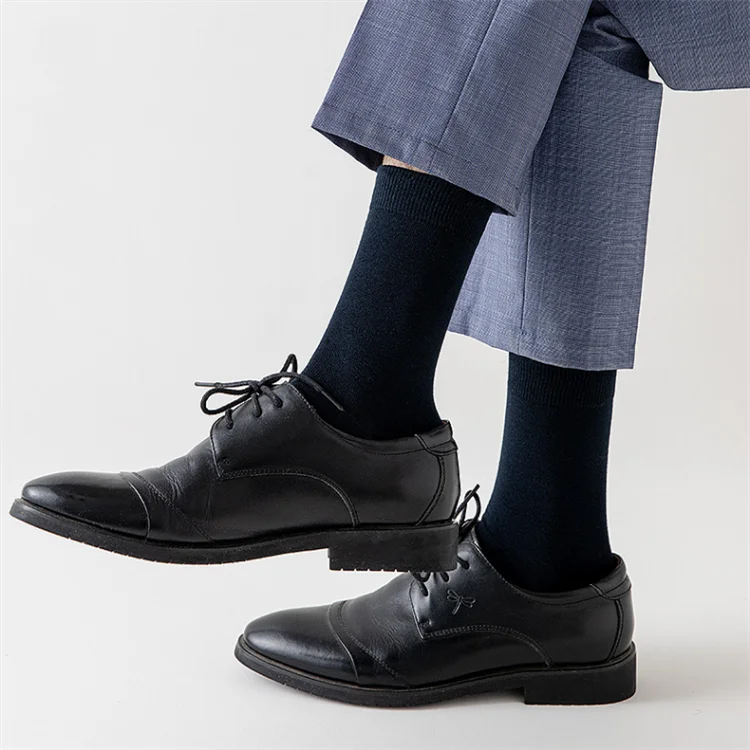2023 New Plain Black Classic Business Socks 100% Organic Cotton Socks for Men