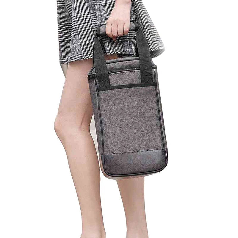 Wholesale 2 Bottle Grey Insulated Canvas Cooler Tote Bag for Wine Shopping Carrying