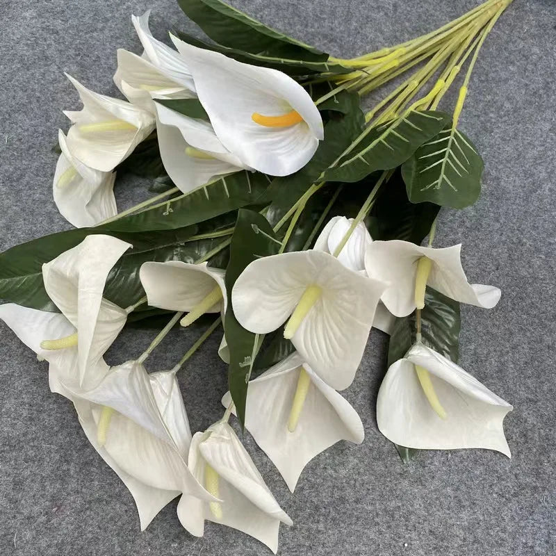 Artificial Plants Calla Lily Flowers 18Heads Bouquet for Patio Lawn Balcony Garden Window Box Home Farmhouse Decoration