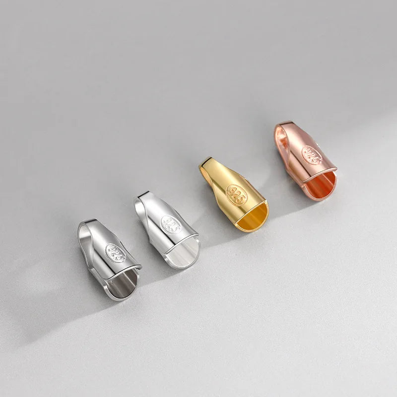 Handmade 925 Sterling Silver Rope Chain Cap Gold Plated End Clasp for Leather Cord Jewelry Making