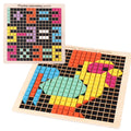 Children Wooden 3D DIY Pixel Desktop Jigsaw Blocks Puzzle Montessori Educational Colorful Cognitive Interactive Toys for Kids