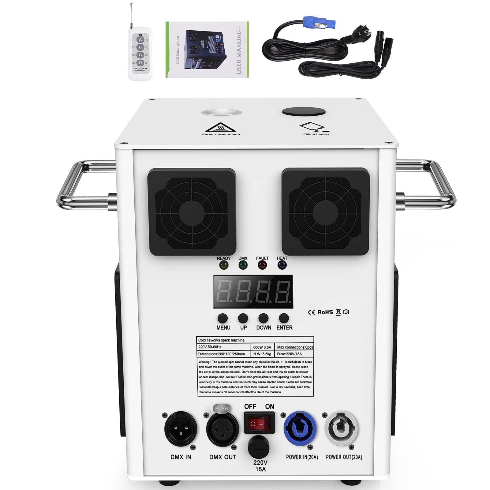 Cold Spark Machine Stage Equipment Special Effect Machine with Wireless Remote Control Smart DMX Control Stage Equipment