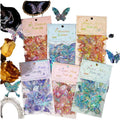 20Pcs Ice Crystal Shell Light Butterfly Stickers Crystal Pink Butterfly Series Journal Decorative Source Material Into 6 Models