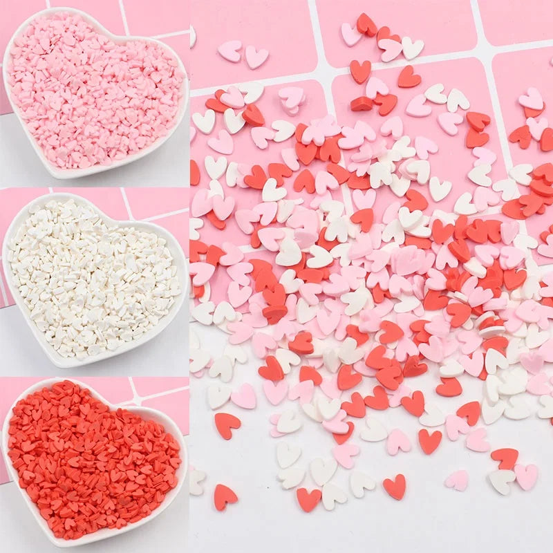 Good Quality Polymer Clay Heart Shaped Slices Figurine Nail Art Kit Sprinkles Soft Pottery Jewelry Making Slime Filling