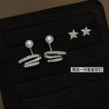 Beizhijia Double Ring Star Stud Earrings 7-8mm AAAA White Freshwater Bread Pearls Platinum Plated Luxury Women's Jewelry