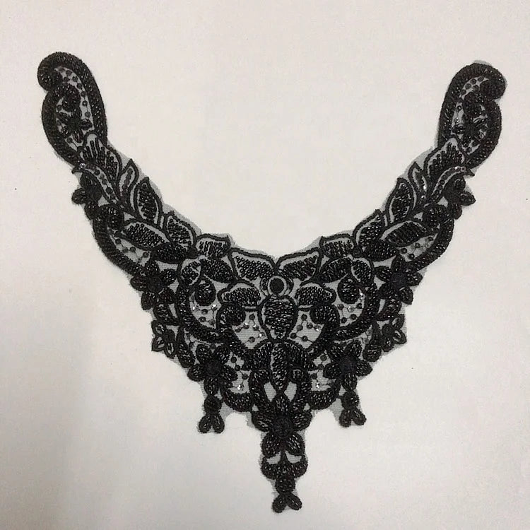 Gorgeous Heavy Beaded Sequins Round Neckline Lace Collar Applique Detachable for Wedding Dress LT2421A