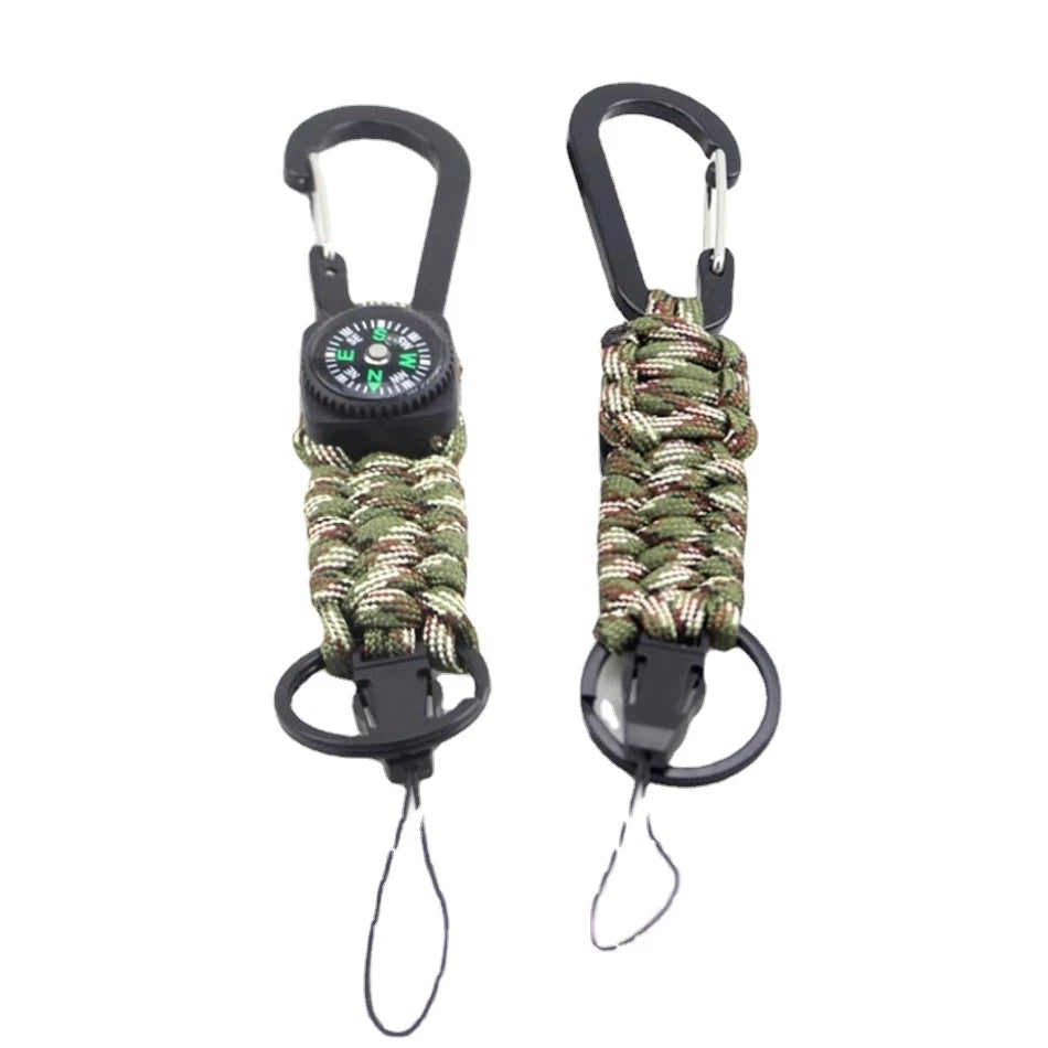 Outdoor Paracord Snap Button Compass EDC Keychain Climb Keychain Tactical for Survival Tool Carabiner Hook Cord Backpack Buckle