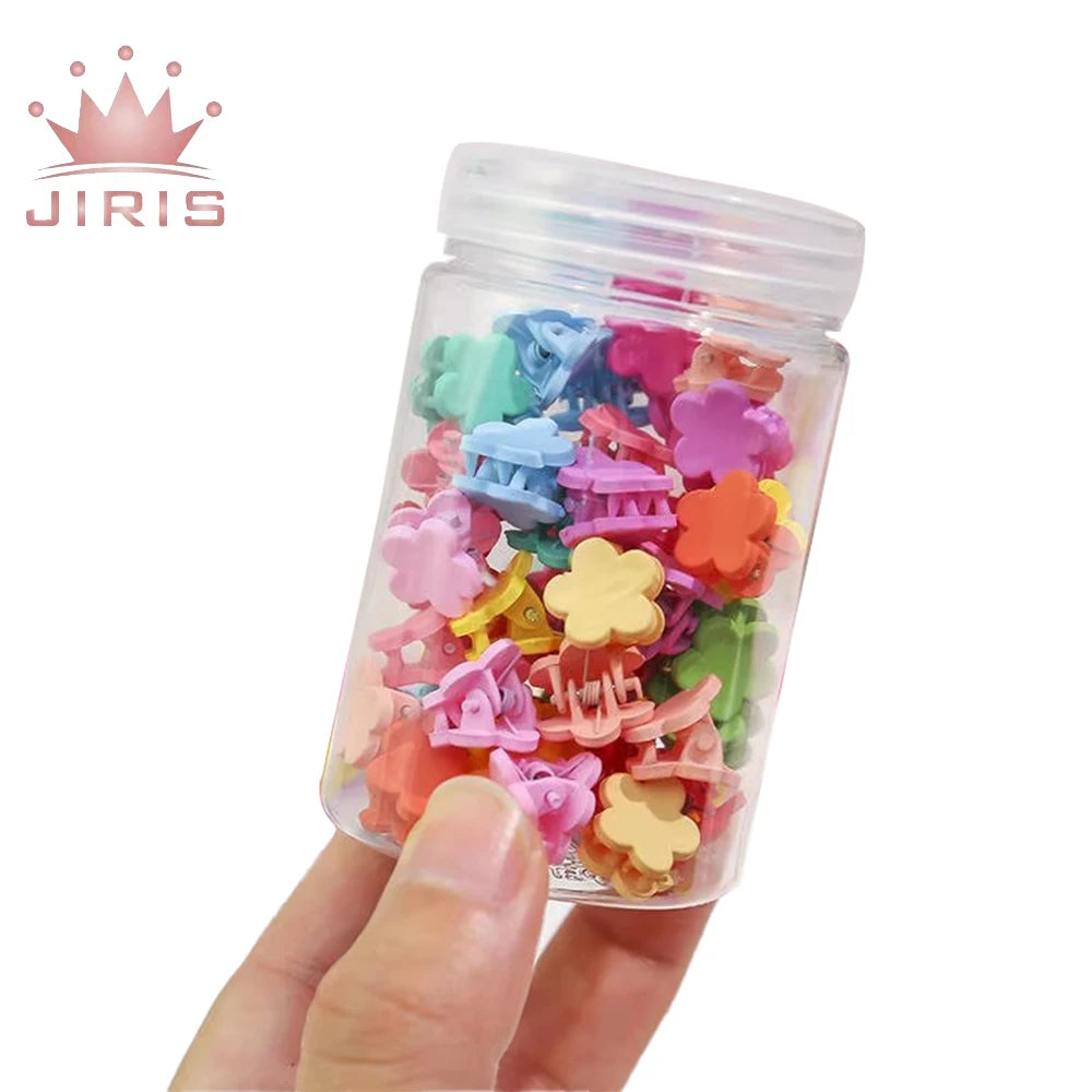 JIRIS Hot Sale 40 Pcs Per Box Mini Colorful Star Crown Flower Mouse Plastic Hair Claw Clip Hair Jaw Clip Sets for Kids and Girls