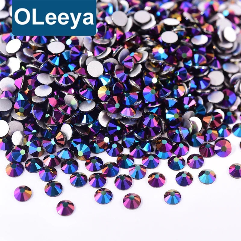 Oleeya Factory Wholesale New Air Pink Fuchsia Air Blue Colors SS4-SS30 Non Hotfix Rhinestone Crystal Flat Back Rhinestones