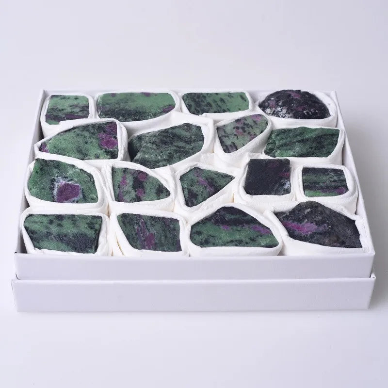 HZ Top Selling Box Packing Natural Raw Material Ruby in Zoisite Stone Green Gemstone