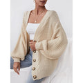 OEM Custom Logo Women Autumn Long Sleeve 100% Cotton V Neck Vintage Cardigan Knitted Sweater