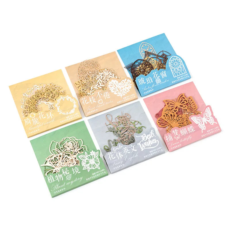 10pcs/pack Floating Flower Series Artistic Retro Landscape Hollow Notebook DIY Decorative Base Paper Scrapbooking Cards Notepad