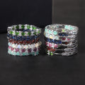 RZ0006 Abiding Fine Jewelry Custom Round 3mm Colorful Natural Gemstone 925 Sterling Silver Big Hoop Earrings