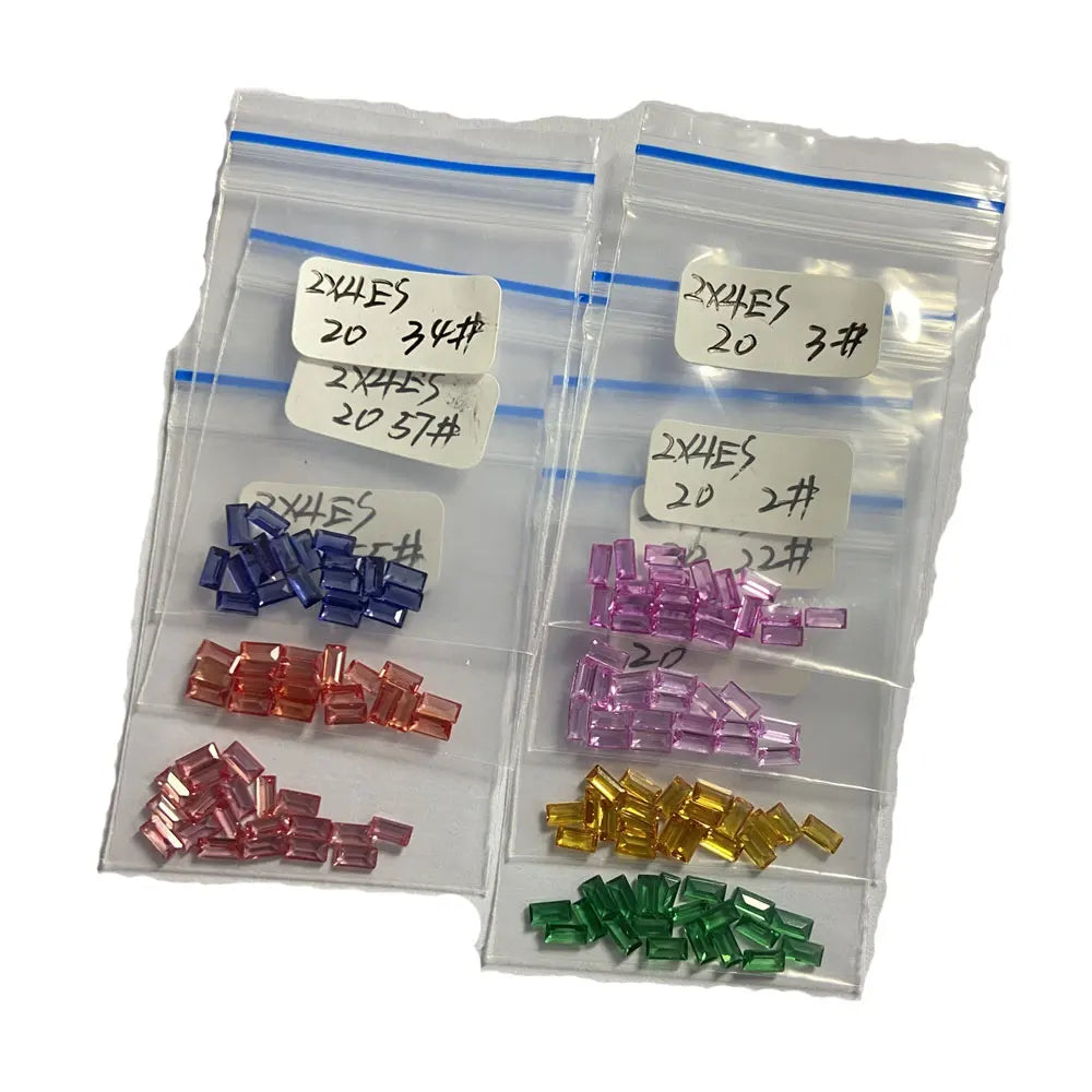 7 Colors Rectangle Shape Baguette Cut 2x4mm Rainbow Synthetic Corundum Sapphire Loose Gemstones