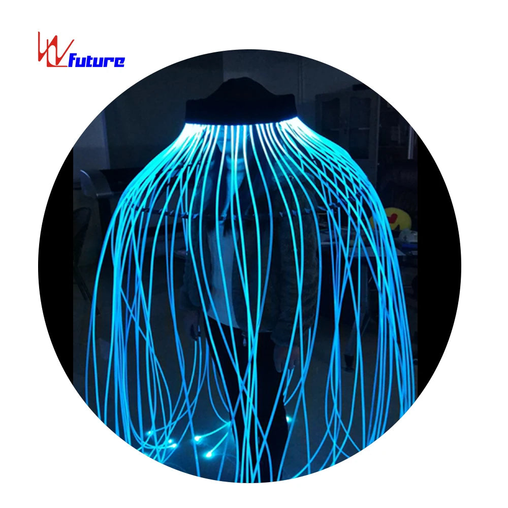 WL-01001 Dance Props LED  Fiber Optic Light Jellyfish Spinner Props  for Circus Dance Props